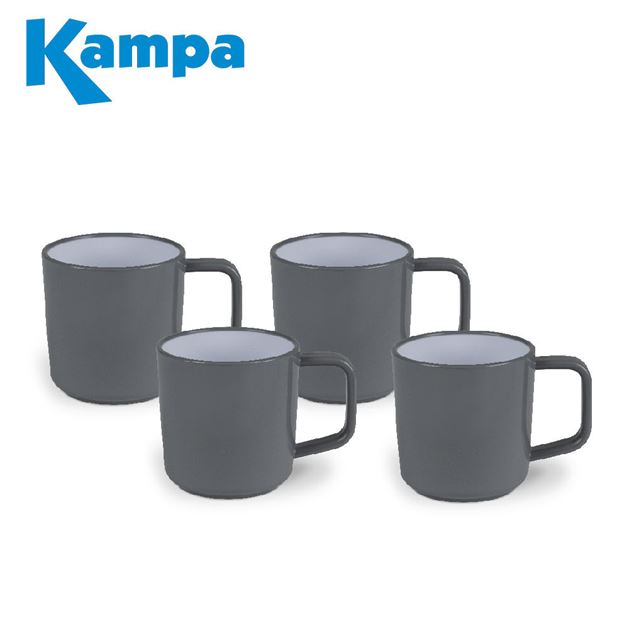 Kampa Fog Grey 4 Piece Melamine Mug Set