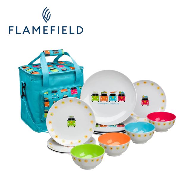Flamefield Camper Smiles 12 Piece Melamine Set & Cooler Bag