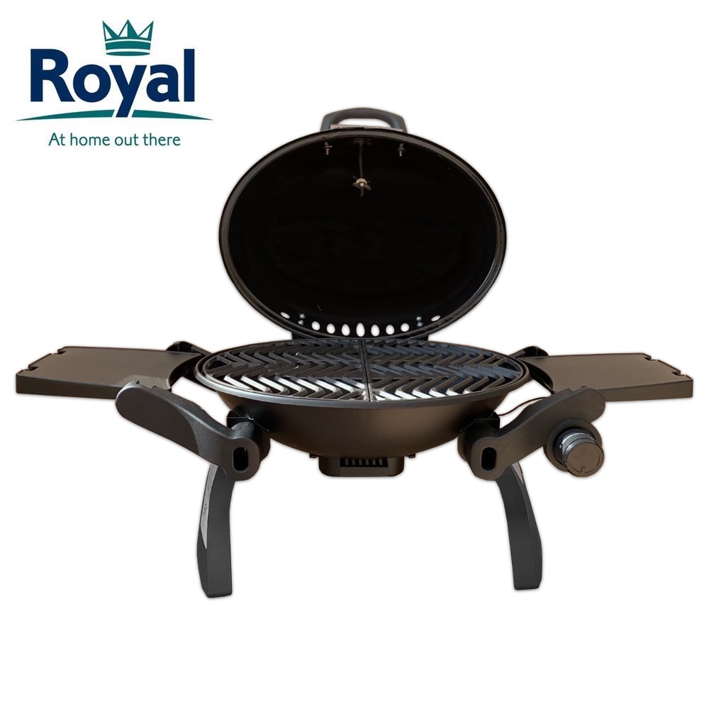 Gas bbq with top cast iron grill