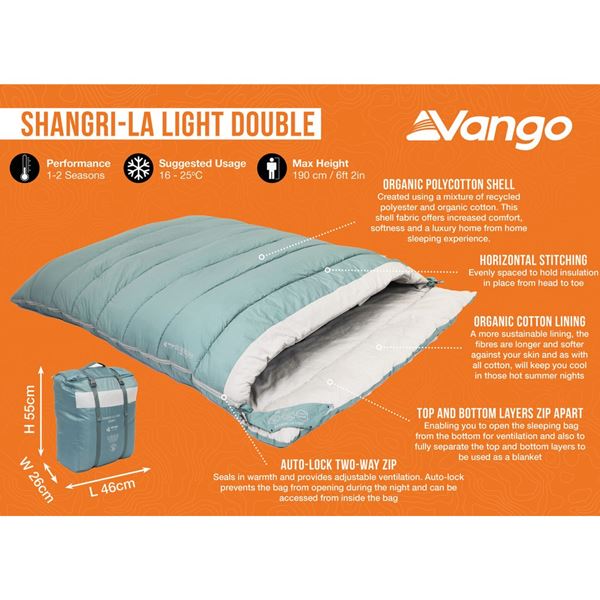 additional image for Vango Shangri-La Light Double Sleeping Bag - 2024 Model
