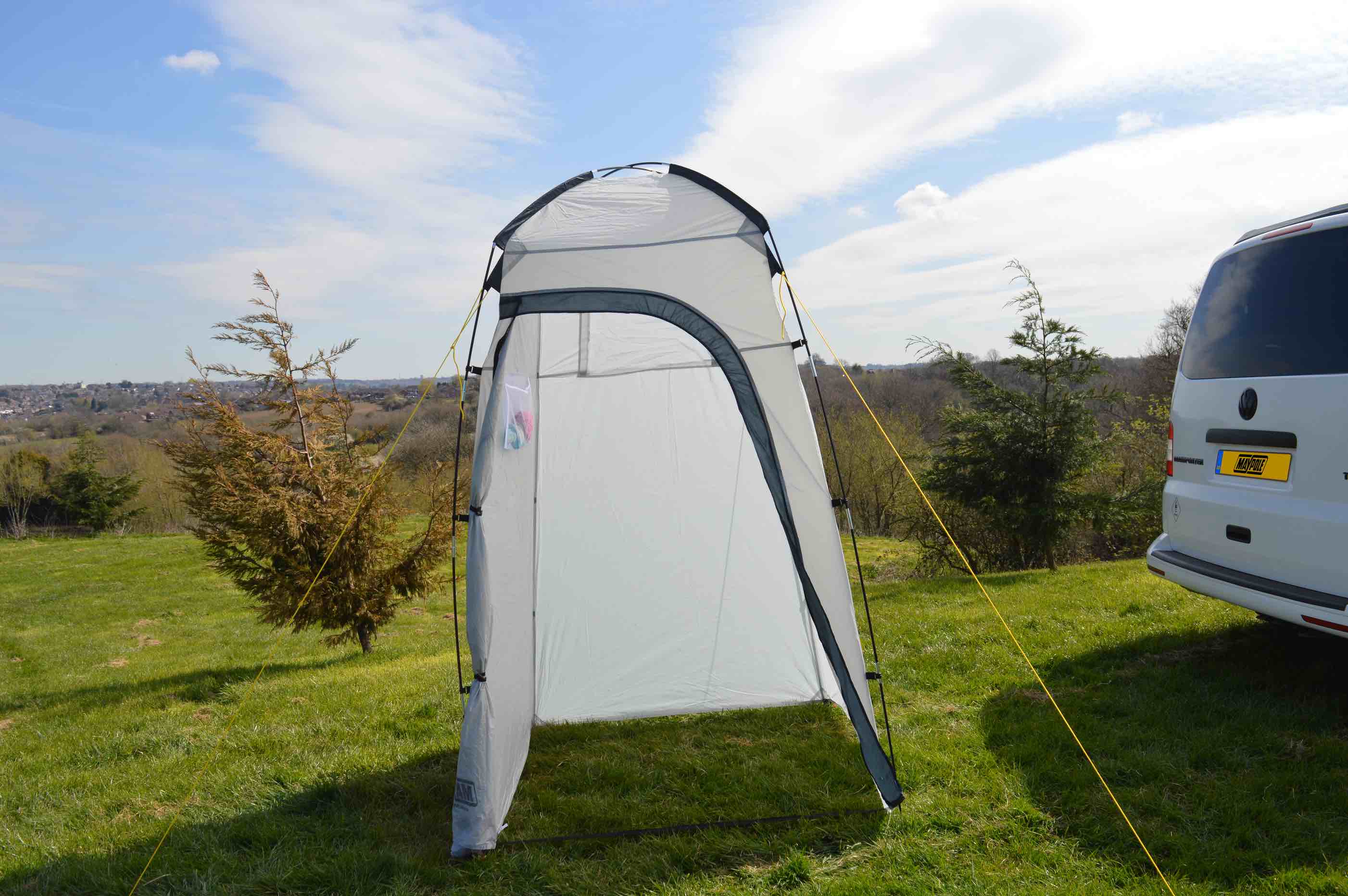 Shower utility outlet tent