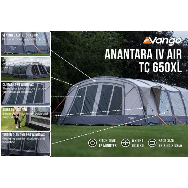 additional image for Vango Anantara IV Air TC 650XL Bundle (FREE CARPET, FOOTPRINT AND SIDE STUDIO)