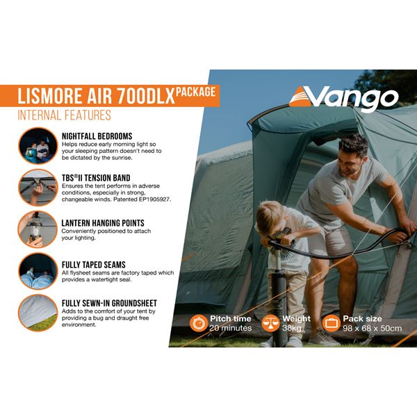 Vango Lismore Air 700DLX Tent Package | Purely Outdoors