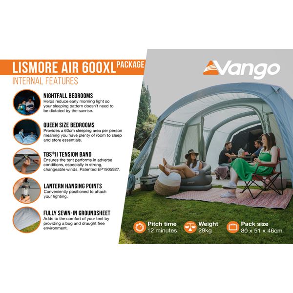 additional image for Vango Lismore Air 600XL Tent Package - Includes Footprint