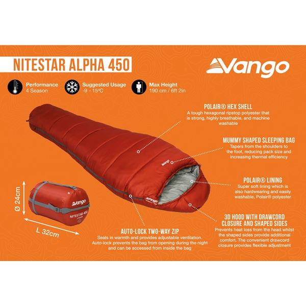 additional image for Vango Nitestar Alpha 450 Sleeping Bag - 2024 Model